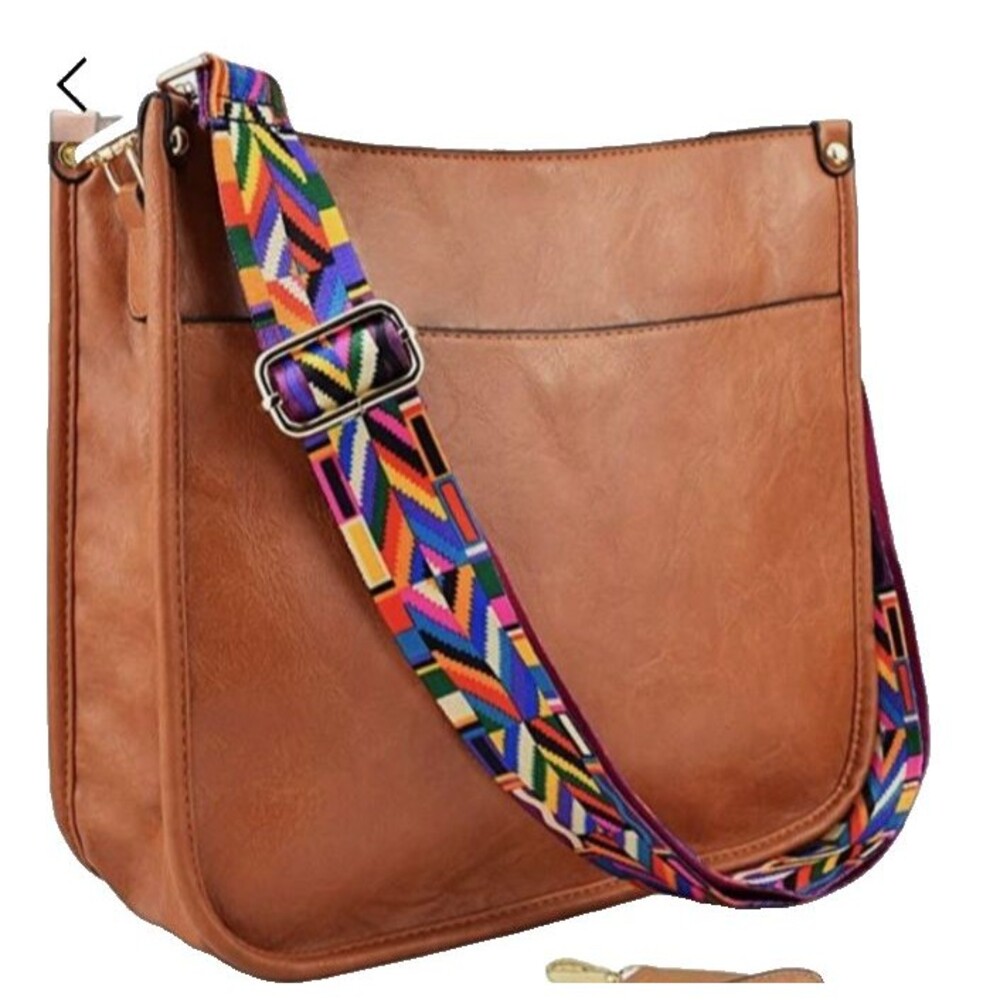 Brown Tan Faux Leather Satchel Cross Body Tote Messenger Bag Removeable Strap